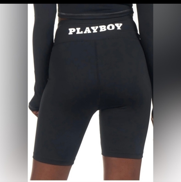 PLAYBOY x Missguided Recycled Black Ruched Bike Shorts US 8 - Picture 3 of 15